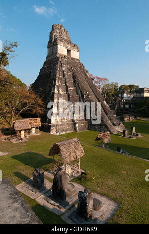 Temple I known also as temple of the Giant Jaguar, Tikal, archaeological site of the Maya civilization, Guatemala Stock Photo