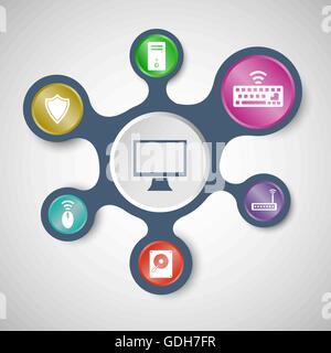 Computer infographic templates with connected metaballs, stock vector Stock Vector