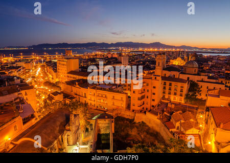 Cagliari, Sardinia Island, Italy: aerial view of Old Town Stock Photo