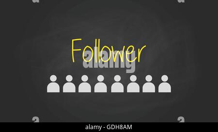followers sign text written on the blackboard with user icon vector graphic Stock Vector