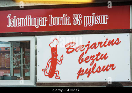 Reykjavik, Iceland: view of the stand of Baejarins Beztu Pylsur, the most famous hotdogs stand in the city Stock Photo