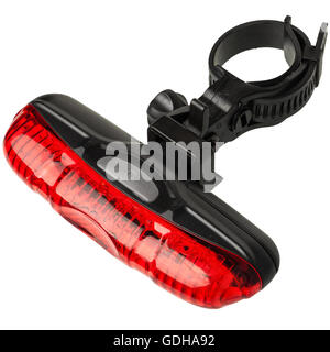 Rear red bicycle light on white background Stock Photo