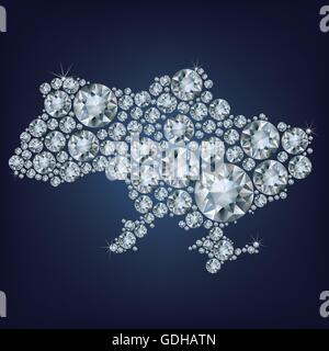 Vector illustration map of Ukraine made from diamonds Stock Vector