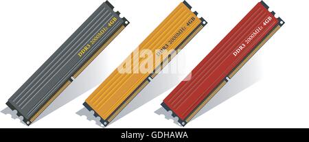 Set of DDR3 memory modules Stock Vector