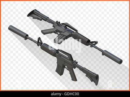 assault rifle m4a1 isometric Stock Vector