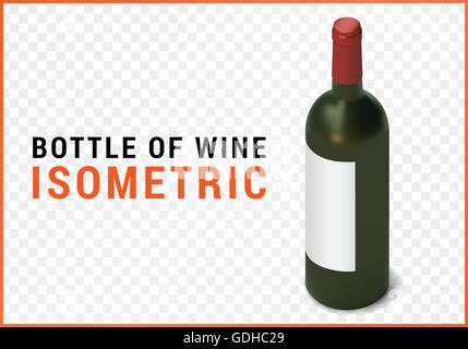 bottle of wine isometric flat vector Stock Vector