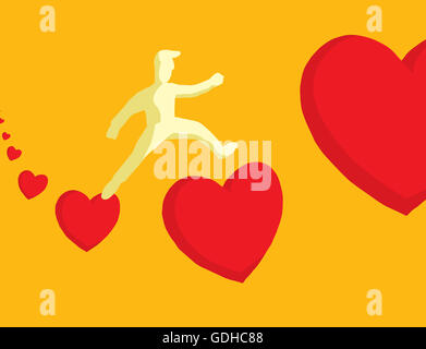 hearts in love cartoon illustration Stock Photo - Alamy