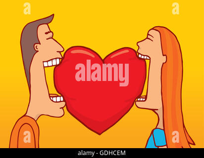 couple in love cartoon illustration Stock Photo - Alamy