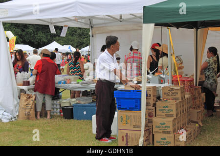 Grocery stall. Barrio Fiesta sa London 2016. 16th and 17th July 2016. Apps Court Farm, Hurst Road, Walton-on-Thames, Surrey, England, Great Britain, United Kingdom, UK, Europe. The Philippine Centre and TFC provide an entire weekend of pure Pinoy fun and entertainment by featuring the best of Filipino cultural performances and production numbers from Kapamilya stars from the Philippines. It aims to bring together and capture the unique qualities of the Philippine's fiesta. Credit:  Ian Bottle/Alamy Live News Stock Photo