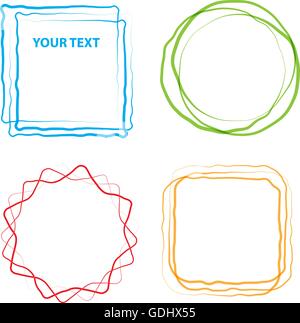 Vector illustration of design element grunge frames circles and squares. Stock Vector