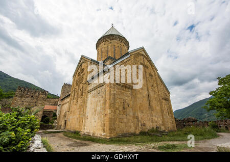 Old monastery by the Lake Ananuri in Georgia Stock Photo