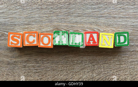 SCOTLAND word written with wood block letter toys Stock Photo