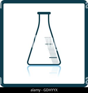 Icon of chemistry cone flask. Shadow reflection design. Vector illustration. Stock Vector