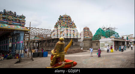 A wide view showing the repair work going on at the Kapaleeshwarar Temple, Mylapore, Chennai, Tamil Nadu, India Stock Photo