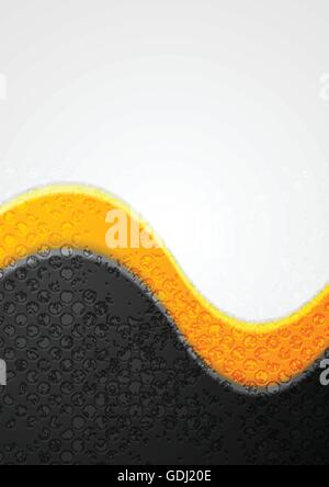 Abstract black and orange grunge waves background. Vector wavy graphic design Stock Vector