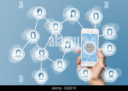 Big data concept to analyze social networks Stock Photo