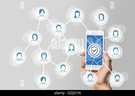 Security concept for mobile social networks Stock Photo