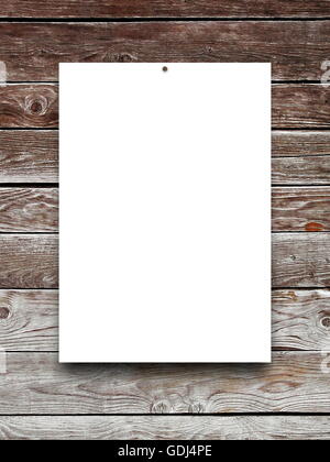 Close-up of three nailed blank frames on gray weathered wooden boards background Stock Photo