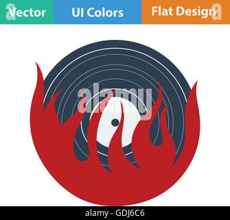 Flame vinyl icon. Flat color design. Vector illustration. Stock Vector