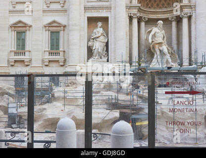 18th century Baroque Trevi Fountain by Nicola Salvi under renovation Rome Lazio Italy Europe Stock Photo