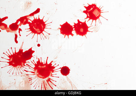 Blood smear droplets isolated on white background Stock Photo