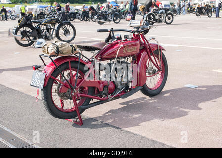 Vintage 1928 Indian Scout 101 motorcycle at The VMCC Banbury Run. Banbury, Oxfordshire, England. Stock Photo