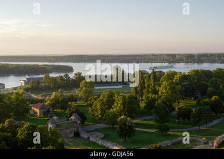 View of the junction between Sava and Danube rivers in Belgrade Serbia Stock Photo