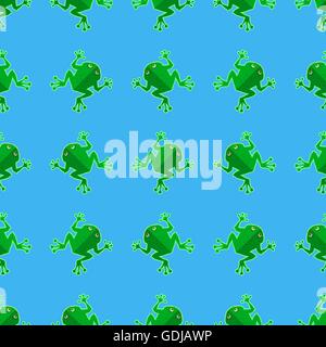 Seamless Cartoon Frog Pattern Stock Vector