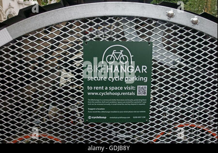 'Bikehangar' secure bicycle parking facility, Brixton, London Stock Photo