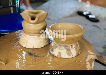 Sample of pottery class clay making lesson Stock Photo