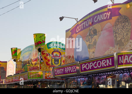 Food concession booths at a county fair Stock Photo