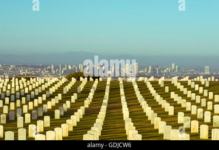 Fort Rosecrans National Cemetery, skyline. San Diego, California. Stock Photo