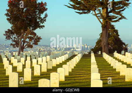 Fort Rosecrans National Cemetery, skyline. San Diego, California. Stock Photo