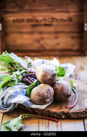 Beetroot on a wooden tray. Stock Photo