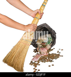 Money in the trash Stock Photo