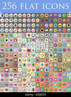 diverse set of flat icons vector illustration isolated on background Stock Vector