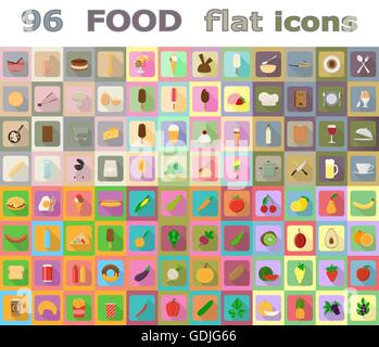 food flat icons vector illustration isolated on background Stock Vector