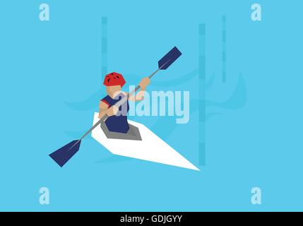 Illustration Female Canoeist Competing In Kayak Event Stock Vector