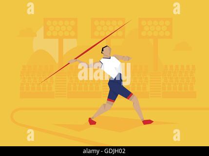 Illustration Of Male Athlete Competing In Javelin Event Stock Vector