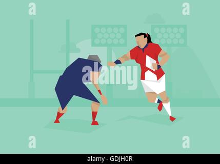 Illustration Of Female Soccer Rugby Competing In Match Stock Vector