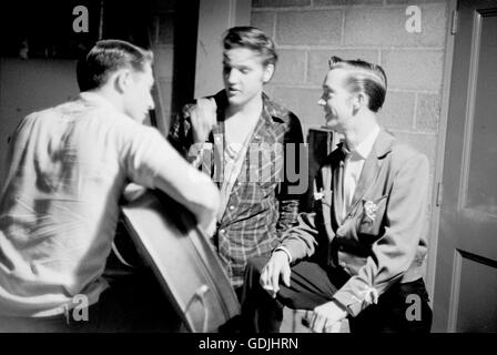 Elvis Presley and his cousin Gene Smith, backstage at the University of ...