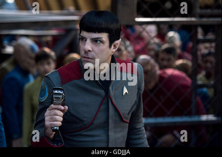 RELEASE DATE: July 22, 2016 TITLE: Star Trek Beyond STUDIO: Paramount Pictures DIRECTOR: Justin Lin PLOT: The USS Enterprise crew explores the furthest reaches of uncharted space, where they encounter a mysterious new enemy who puts them and everything the Federation stands for to the test PICTURED: Zachary Quinto as Commander Spock (Credit: c Paramount Pictures/Entertainment Pictures/) Stock Photo