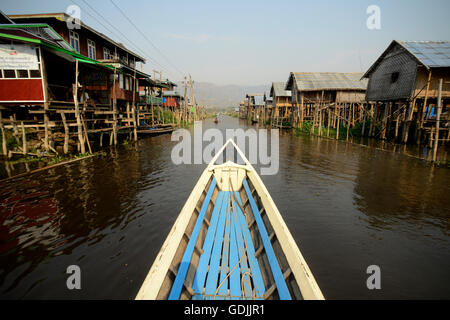 the floating gardens at the Inle Lake in the Shan State in the east of Myanmar in Southeastasia. Stock Photo