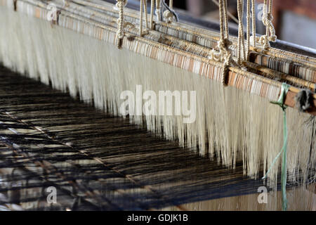 a traditional weaving workshop Factory near the Village of Phaung Daw Oo at the Inle Lake in the Shan State in the east of Myanm Stock Photo