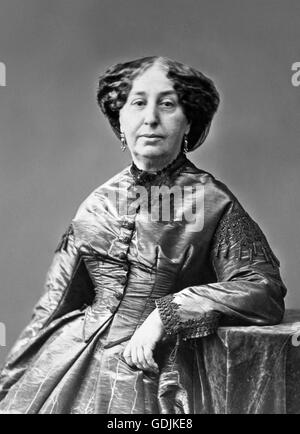 George Sand. Portrait of the French writer, George Sand (Amantine-Lucile-Aurore Dupin: 1804-1876), famous for her affair with the composer Frederic Chopin. Photo by Nadar [Gaspard Félix Tournachon], c.1865. Stock Photo