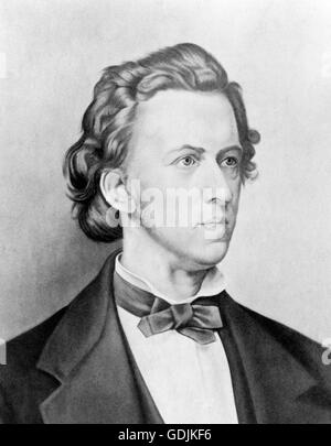 Chopin. Portrait of the Polish composer and pianist, Frédéric François Chopin (1810-1849). Stock Photo