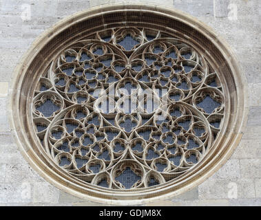 Rose window on St. Stephen’s Cathedral in Vienna, Austria on October 10, 2014. Stock Photo
