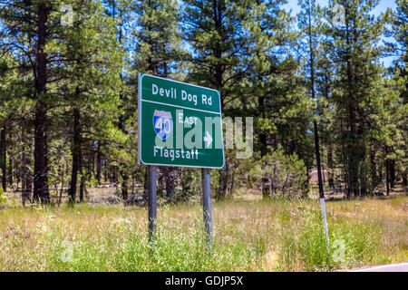 Devil Dog Road in along Interstate highway 40 near Williams Arizona along the old historic Route 66 Stock Photo