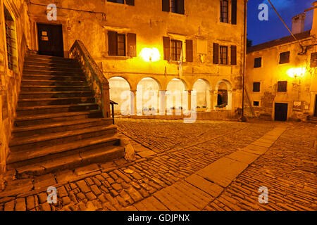 Groznjan town in the night, Croatia Stock Photo