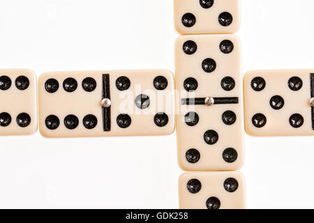 ivory domino pieces view from top on white background Stock Photo